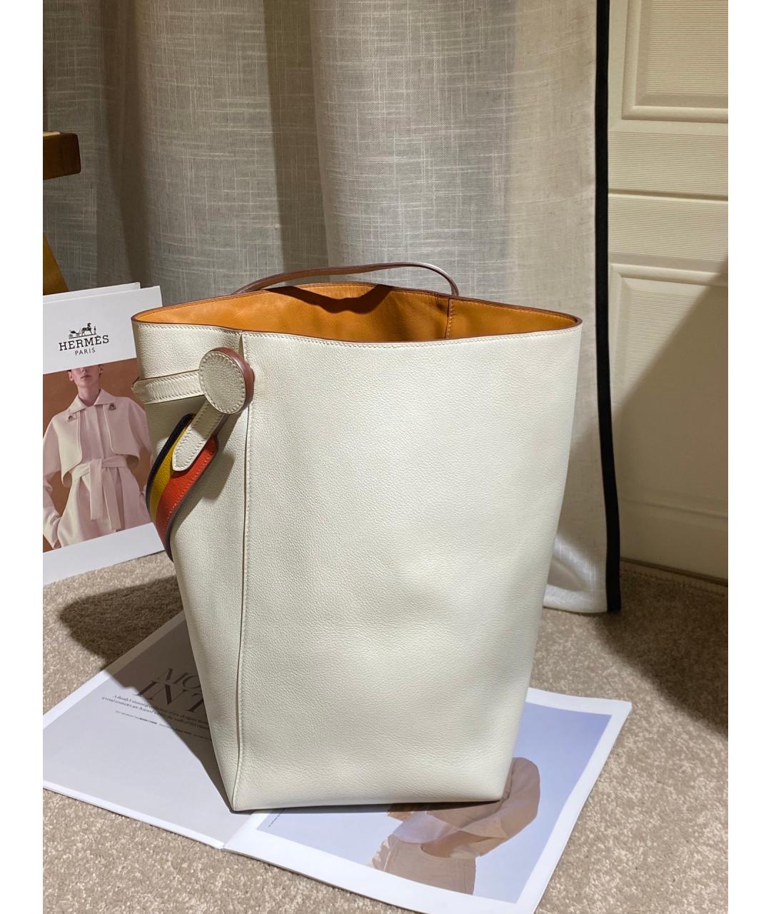 HERMES Белая кожаная сумка через плечо, фото 2