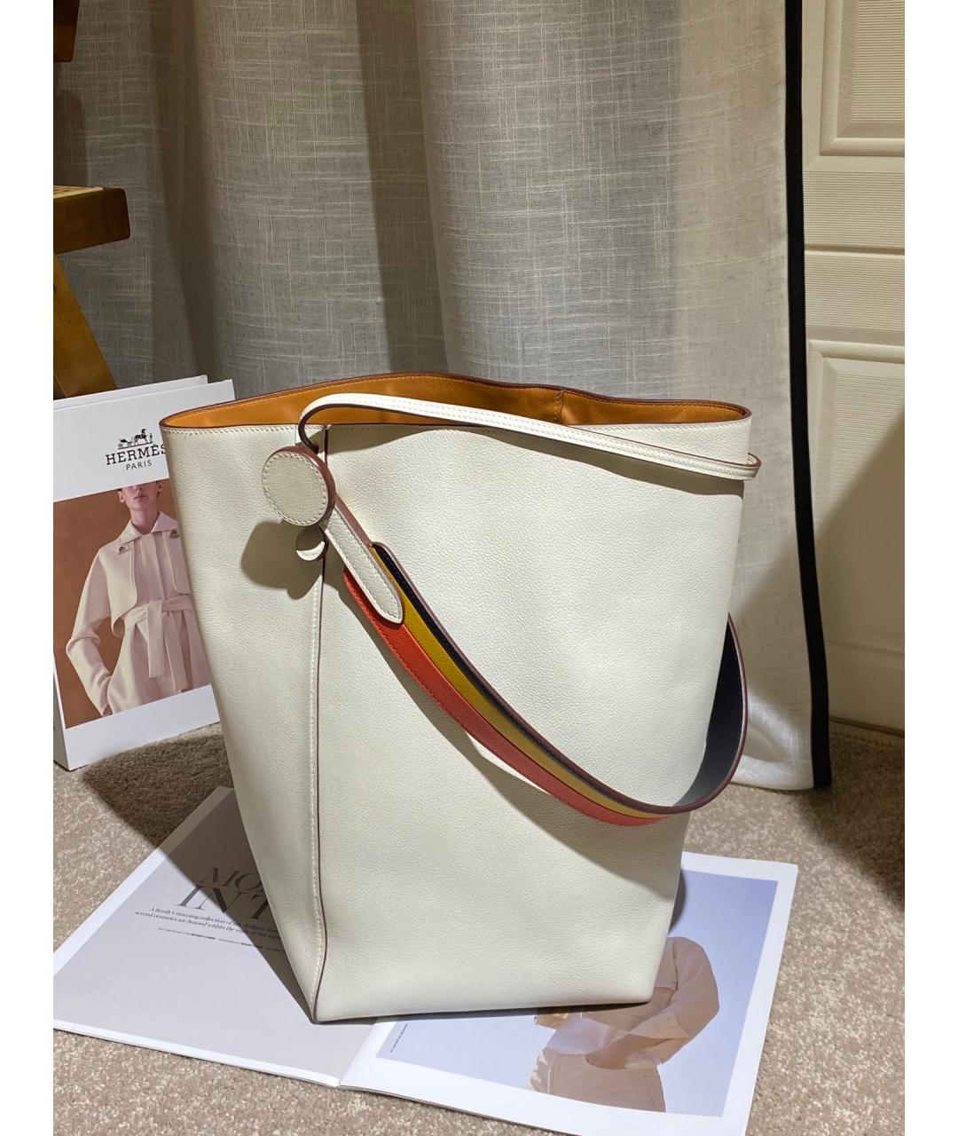 HERMES Белая кожаная сумка через плечо, фото 5