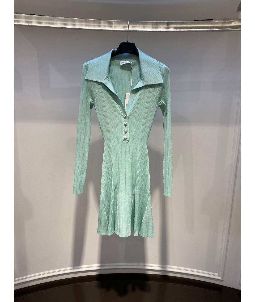 SELF-PORTRAIT Бирюзовое вискозное повседневное платье, фото 2