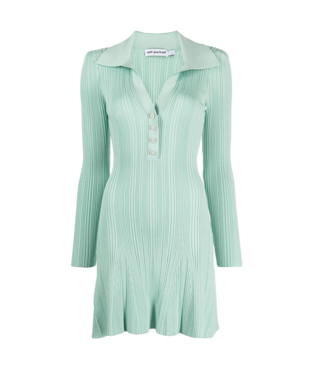 SELF-PORTRAIT Бирюзовое вискозное повседневное платье, фото 1