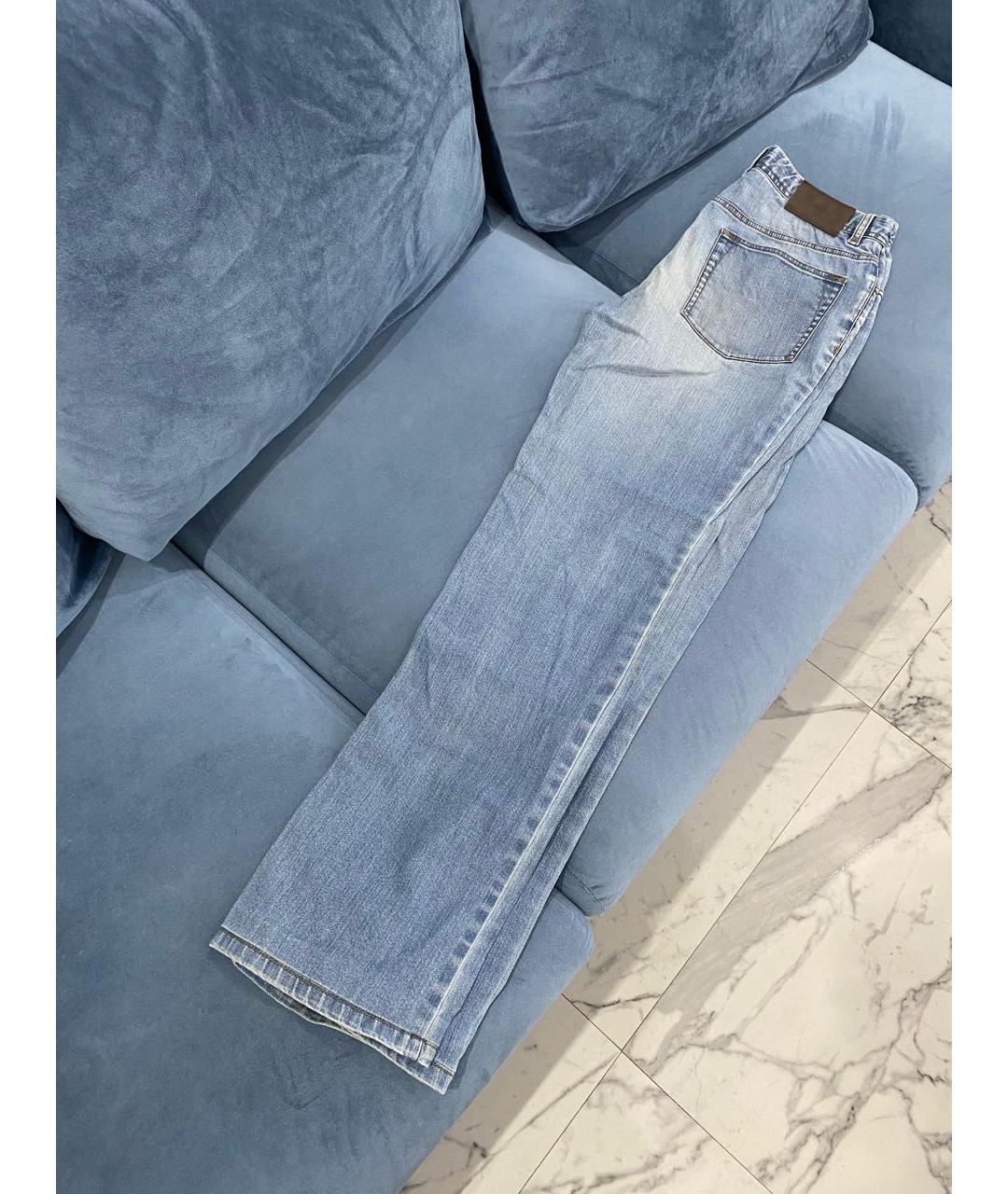 BRIONI Голубые хлопковые прямые джинсы, фото 2