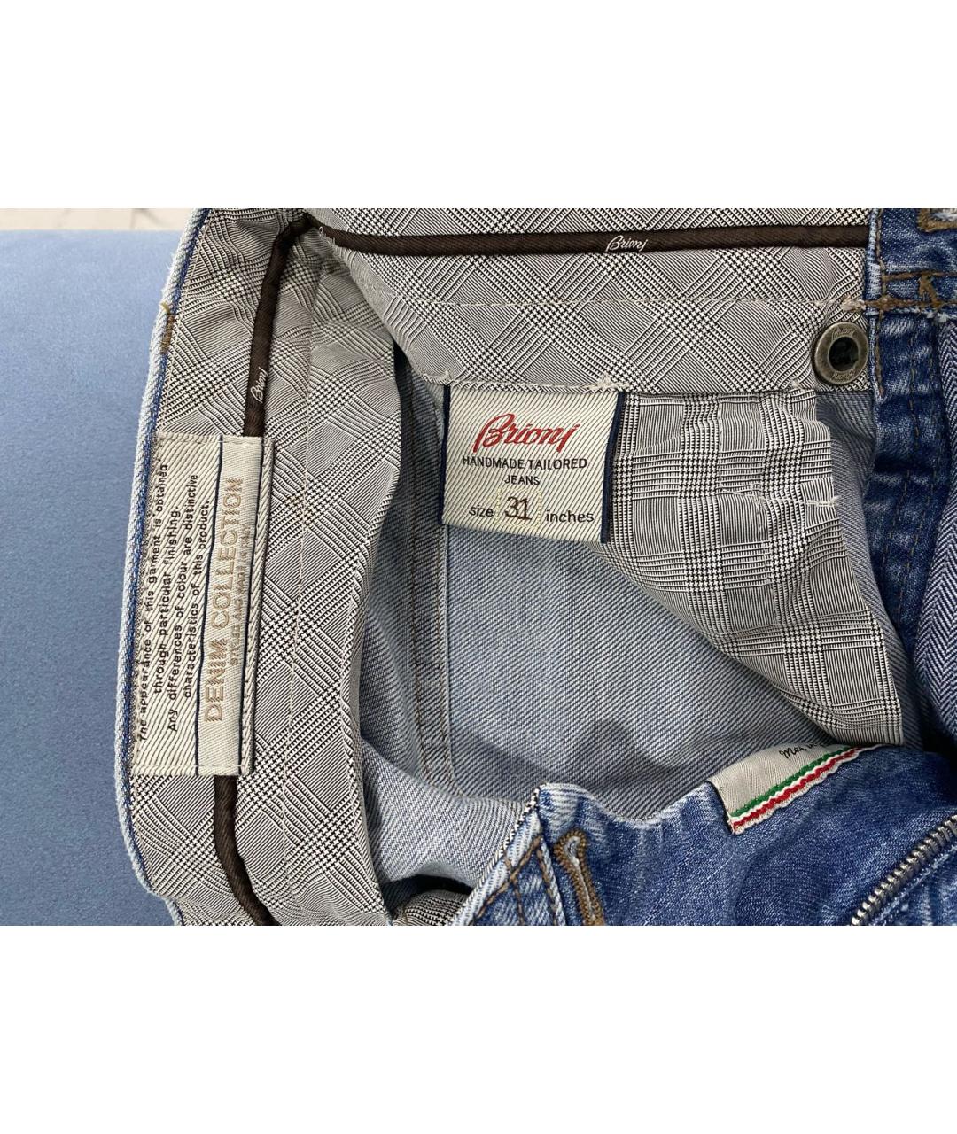 BRIONI Голубые хлопковые прямые джинсы, фото 3
