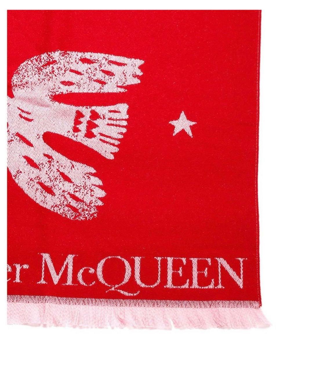 ALEXANDER MCQUEEN Красный шерстяной шарф, фото 2