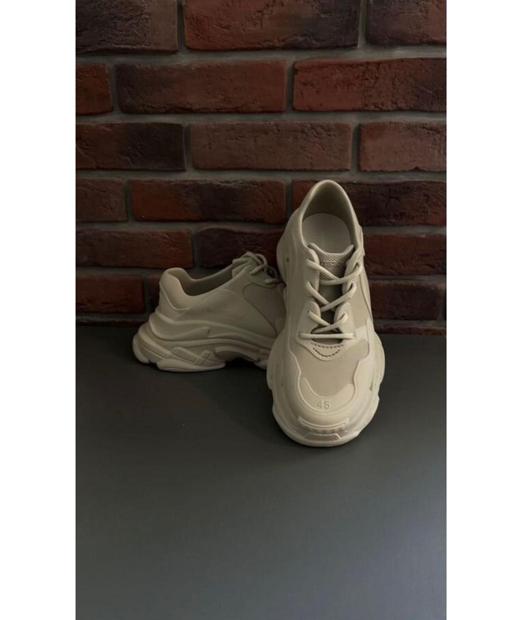 BALENCIAGA Бежевые резиновые низкие кроссовки / кеды, фото 3