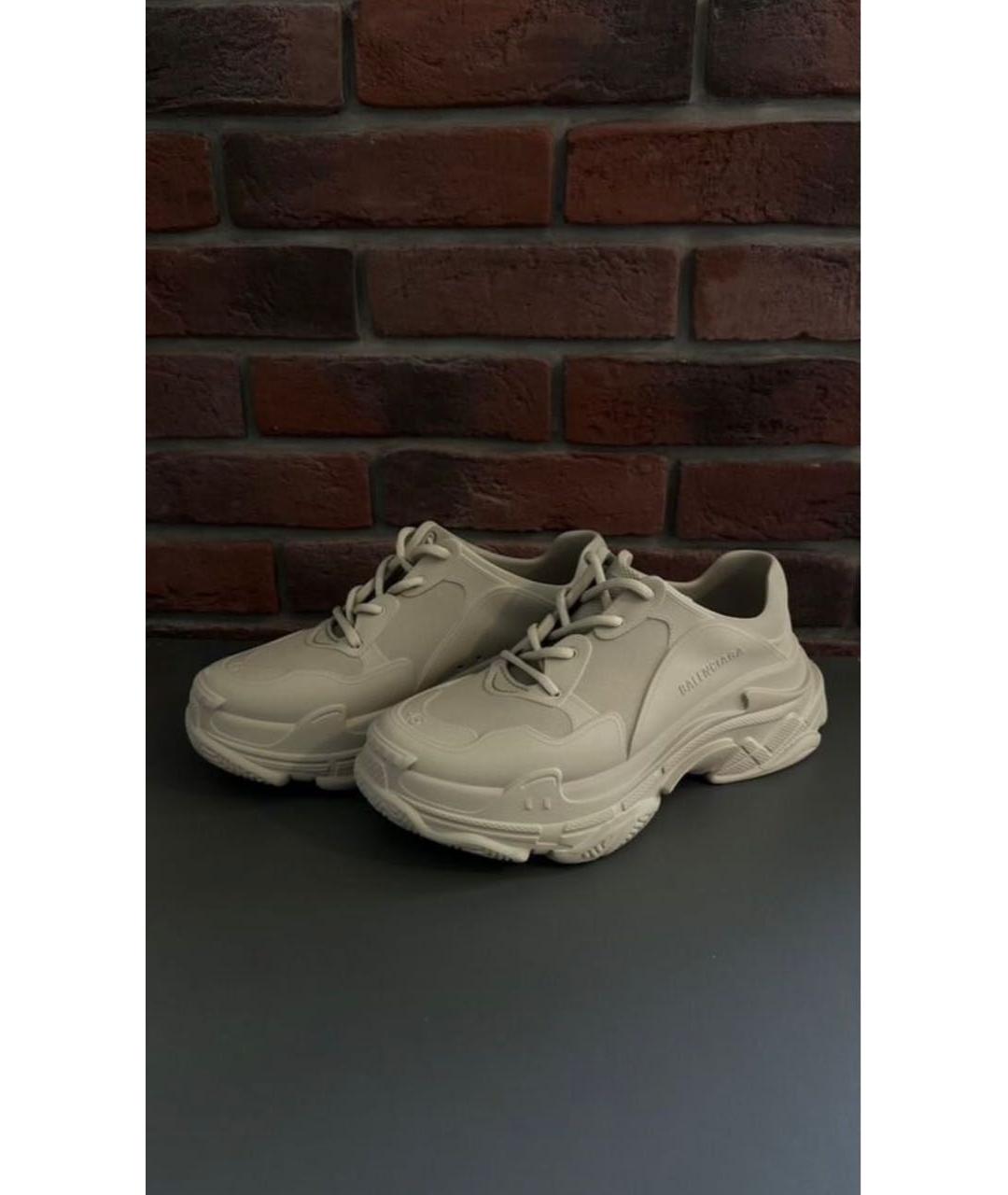 BALENCIAGA Бежевые резиновые низкие кроссовки / кеды, фото 6