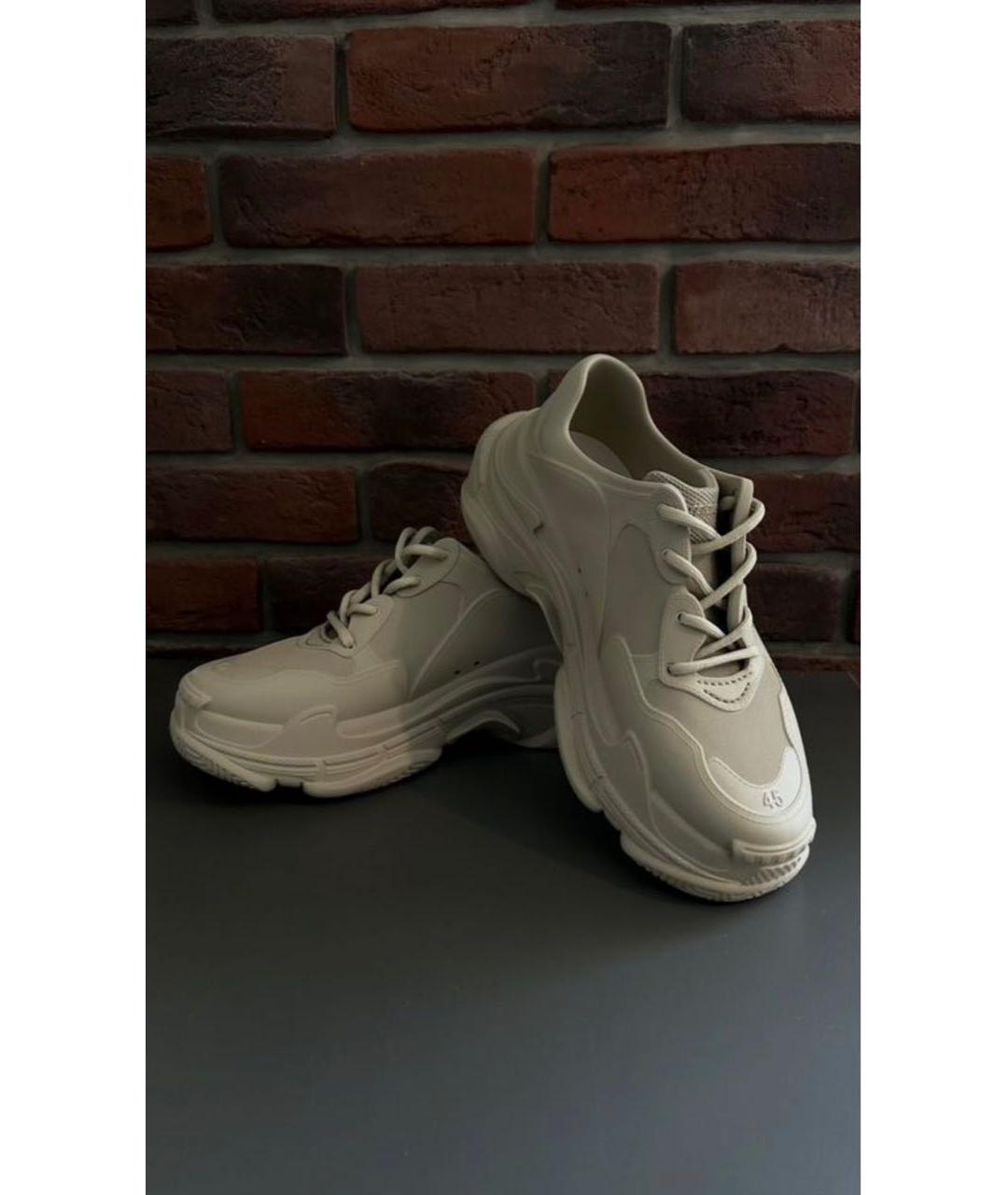 BALENCIAGA Бежевые резиновые низкие кроссовки / кеды, фото 4