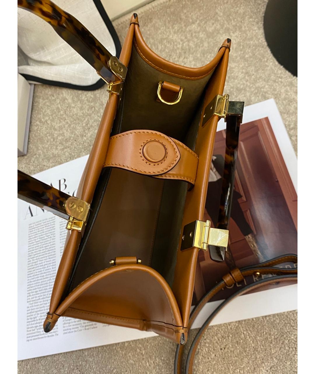 FENDI Коричневая кожаная сумка тоут, фото 7