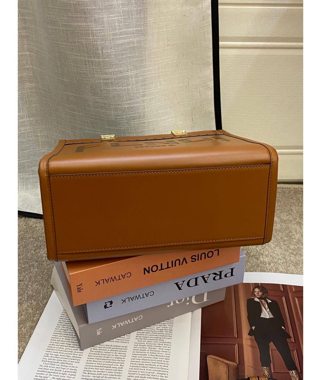 FENDI Коричневая кожаная сумка тоут, фото 5