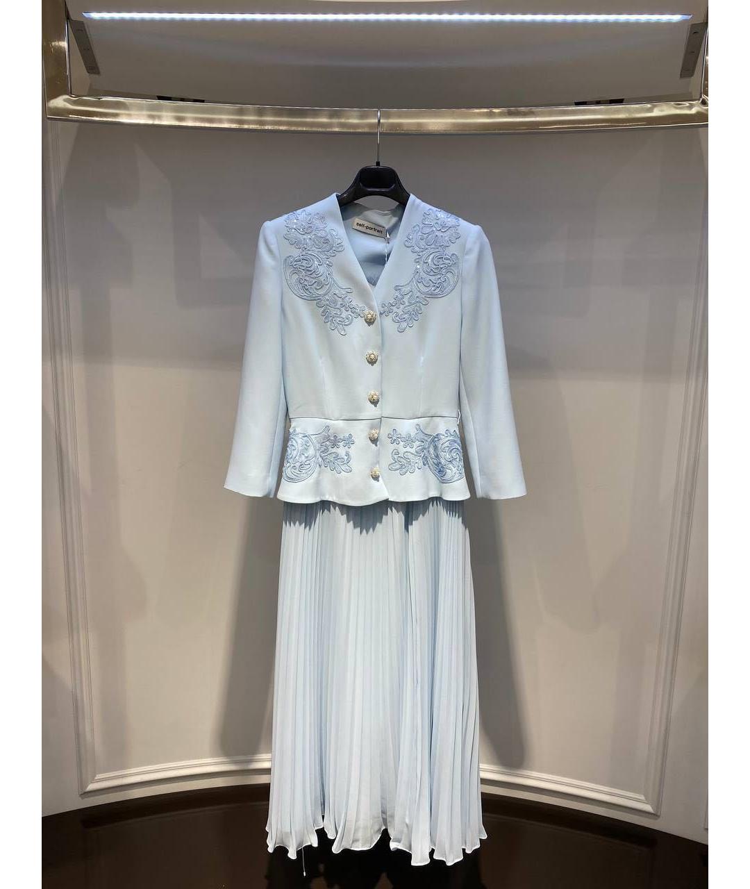 SELF-PORTRAIT Голубое повседневное платье, фото 2