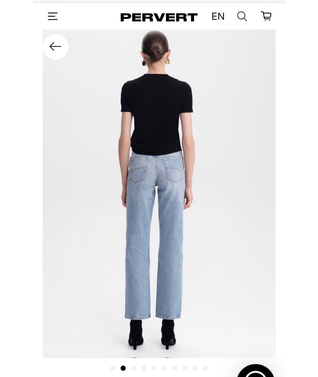 PERVERT Голубые хлопковые прямые джинсы, фото 5