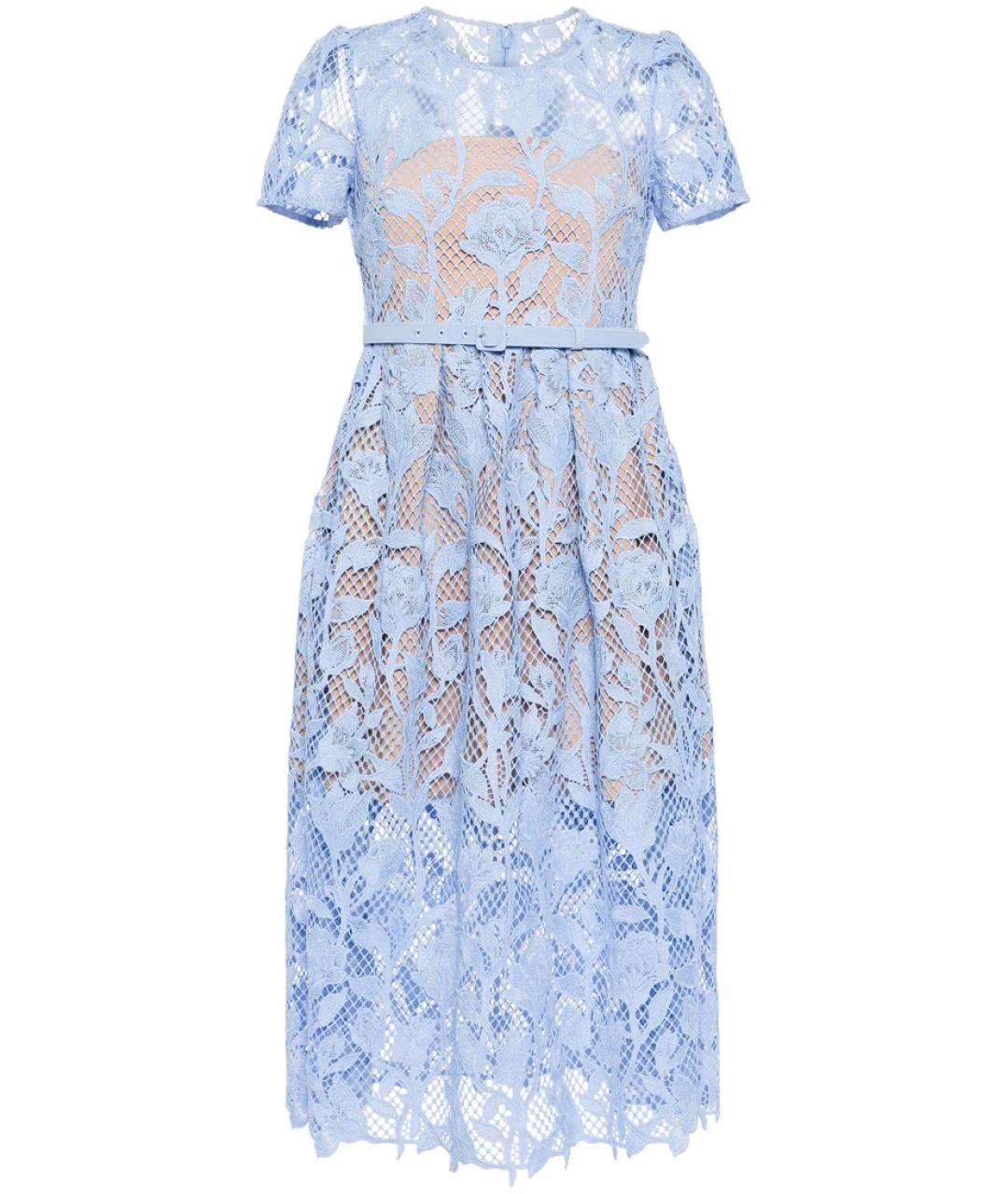 SELF-PORTRAIT Голубое кружевное повседневное платье, фото 1