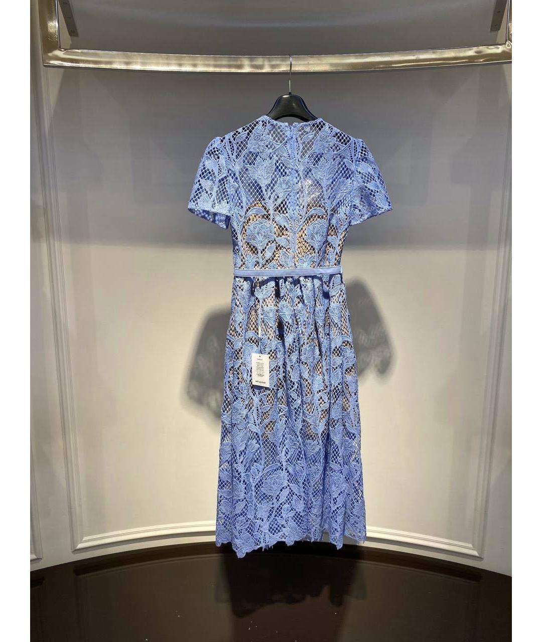 SELF-PORTRAIT Голубое кружевное повседневное платье, фото 3