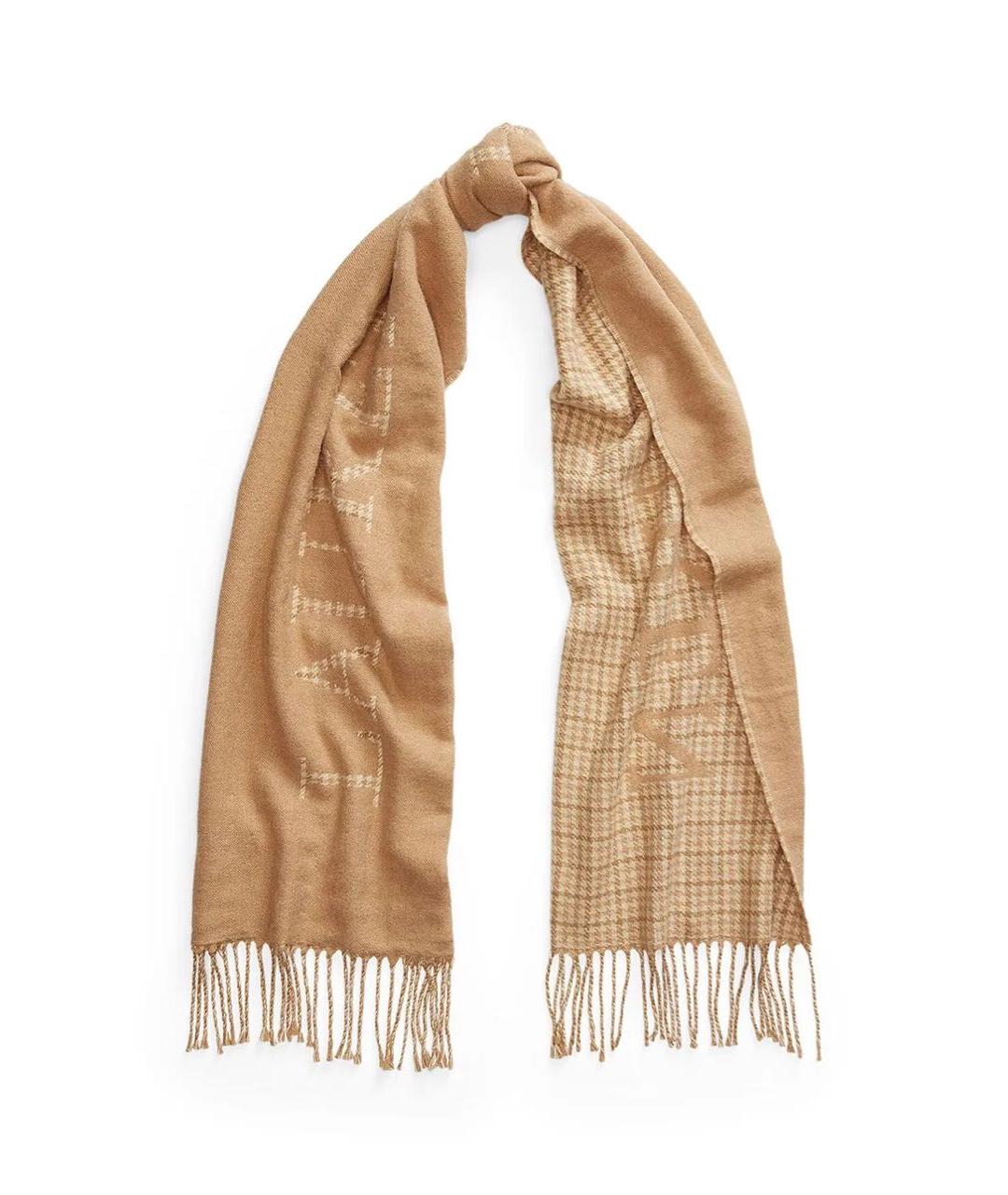 POLO RALPH LAUREN Бежевый шерстяной шарф, фото 4