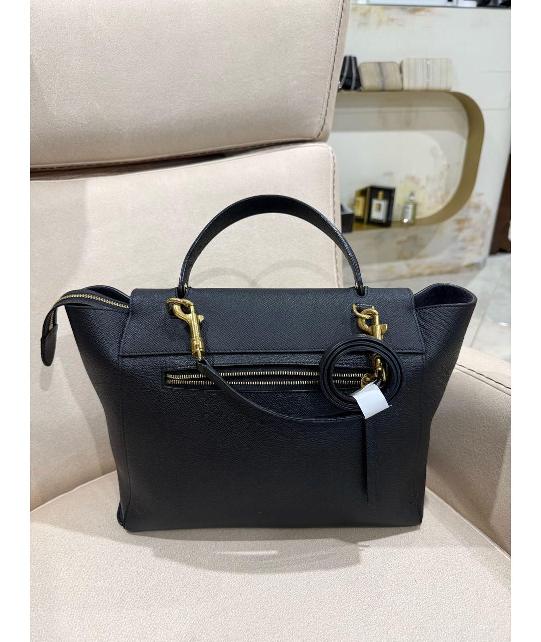 CELINE Черная кожаная сумка тоут, фото 3