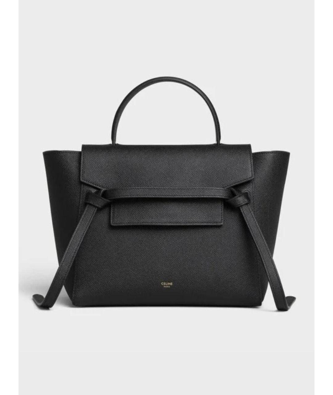 CELINE Черная кожаная сумка тоут, фото 7