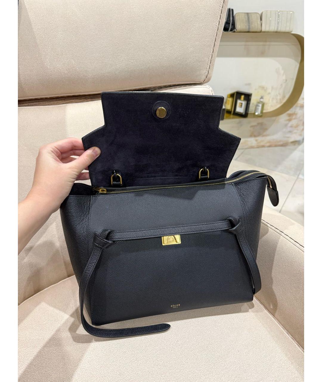 CELINE Черная кожаная сумка тоут, фото 4