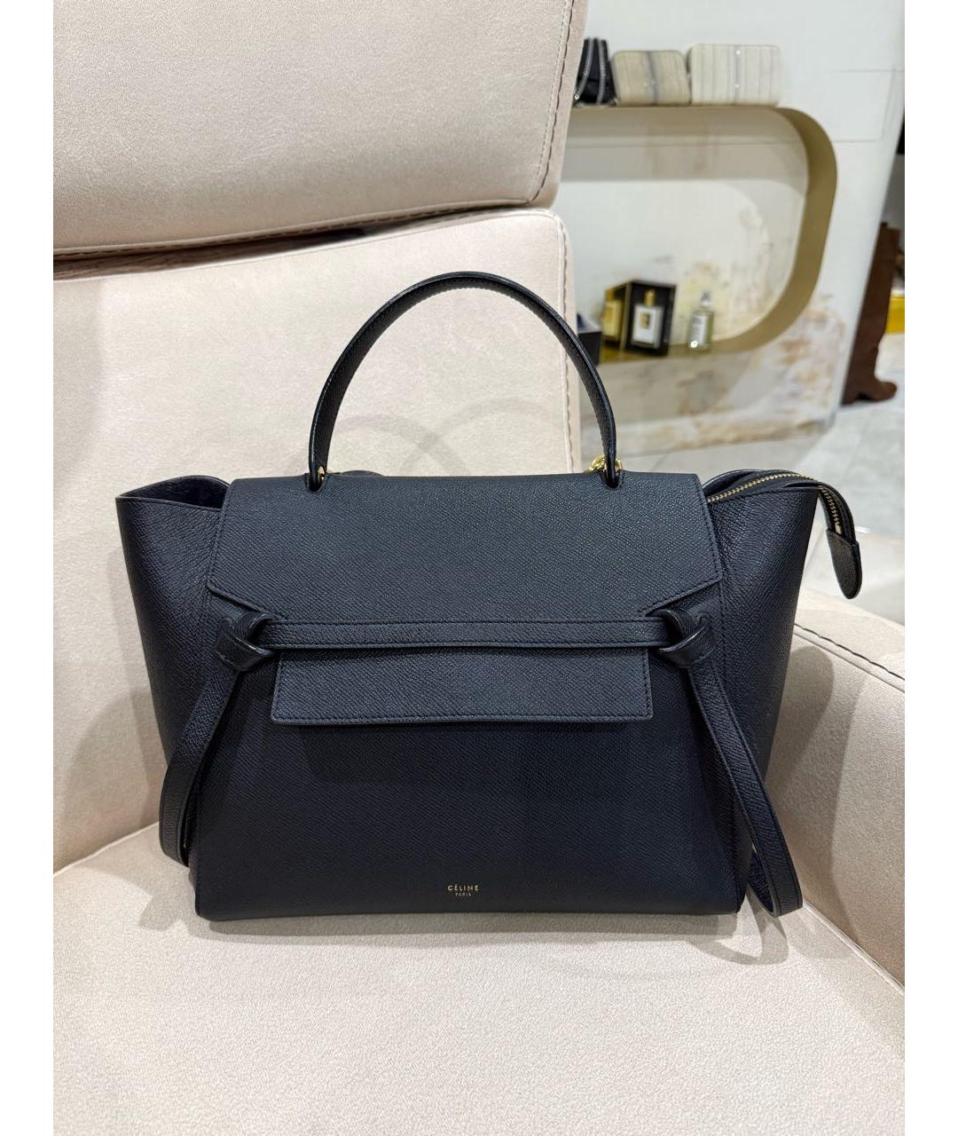 CELINE Черная кожаная сумка тоут, фото 2