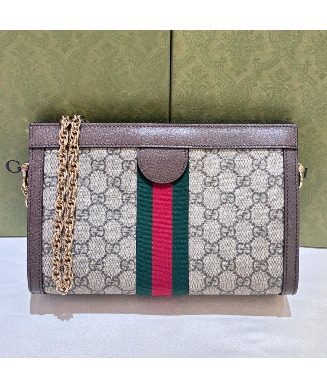 GUCCI Бежевая тканевая сумка через плечо, фото 2