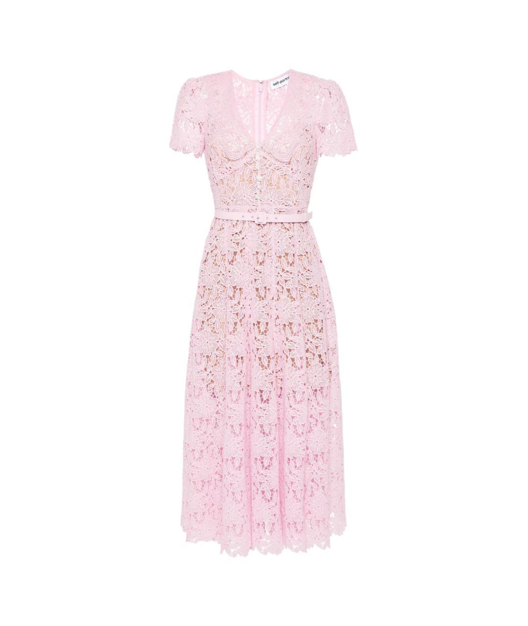 SELF-PORTRAIT Розовое кружевное повседневное платье, фото 1