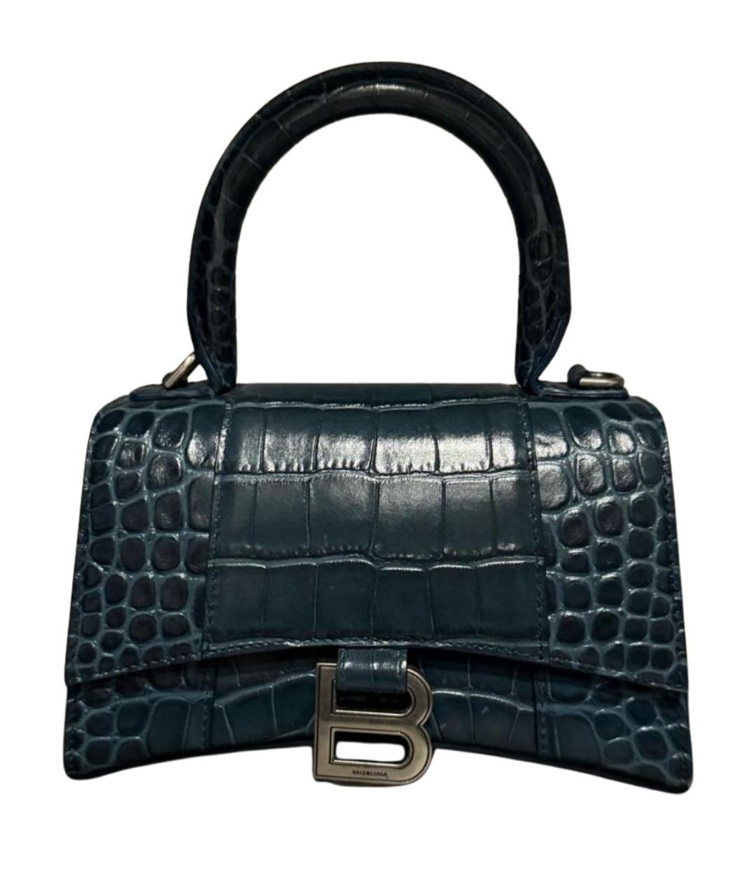 BALENCIAGA Темно-синяя кожаная сумка с короткими ручками, фото 1