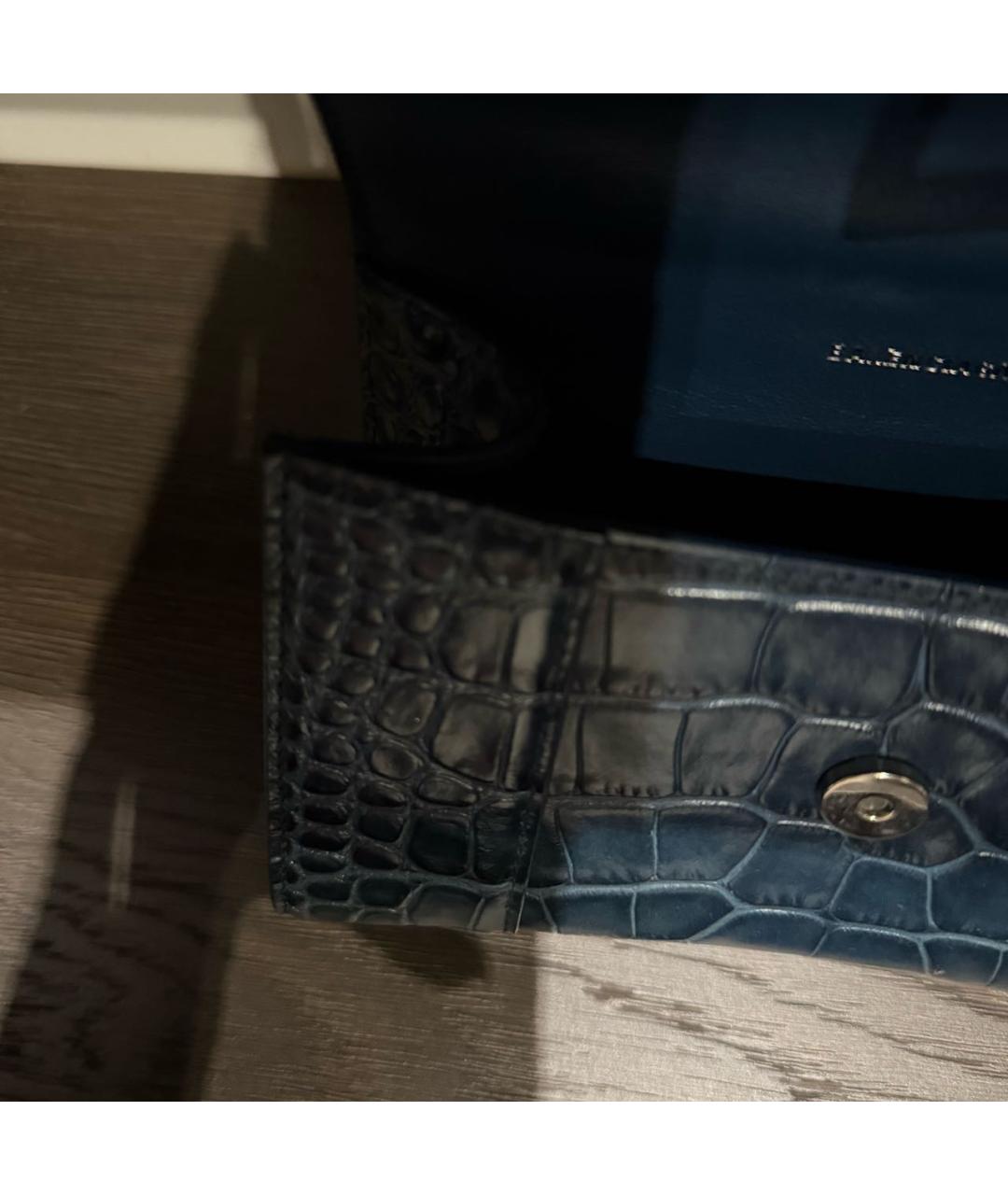 BALENCIAGA Темно-синяя кожаная сумка с короткими ручками, фото 2