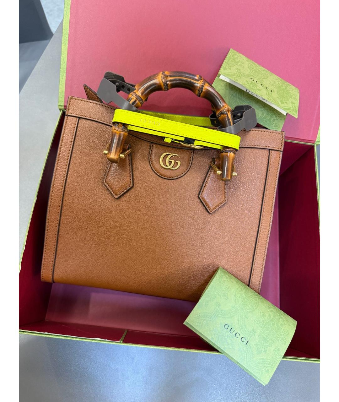 GUCCI Коричневая кожаная сумка тоут, фото 4