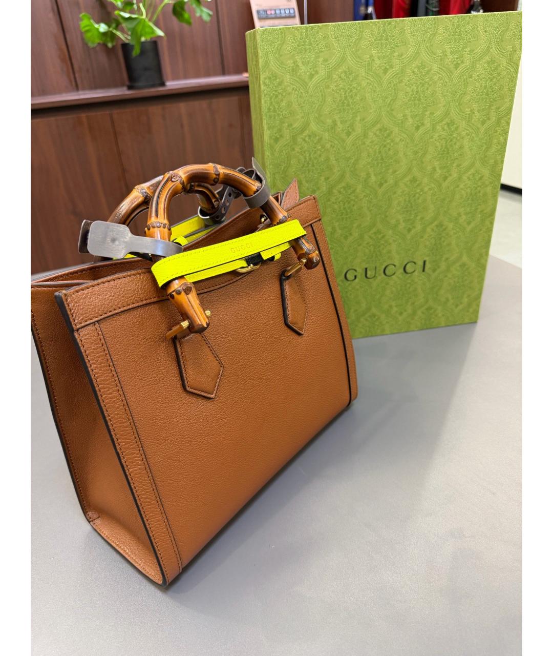 GUCCI Коричневая кожаная сумка тоут, фото 2