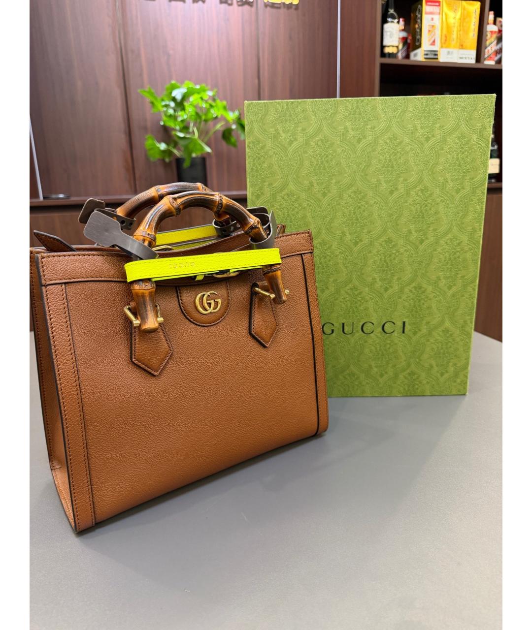 GUCCI Коричневая кожаная сумка тоут, фото 3