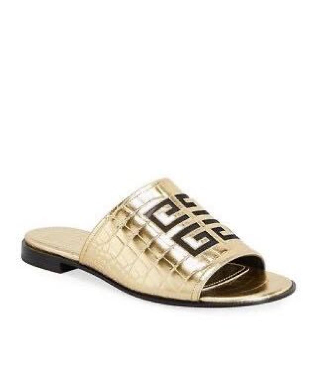 GIVENCHY Золотые кожаные шлепанцы, фото 4