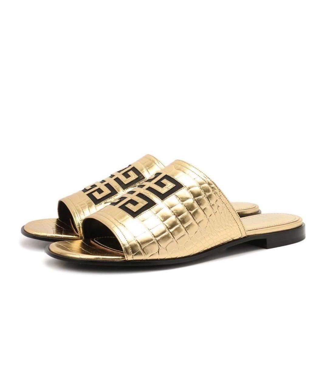 GIVENCHY Золотые кожаные шлепанцы, фото 2