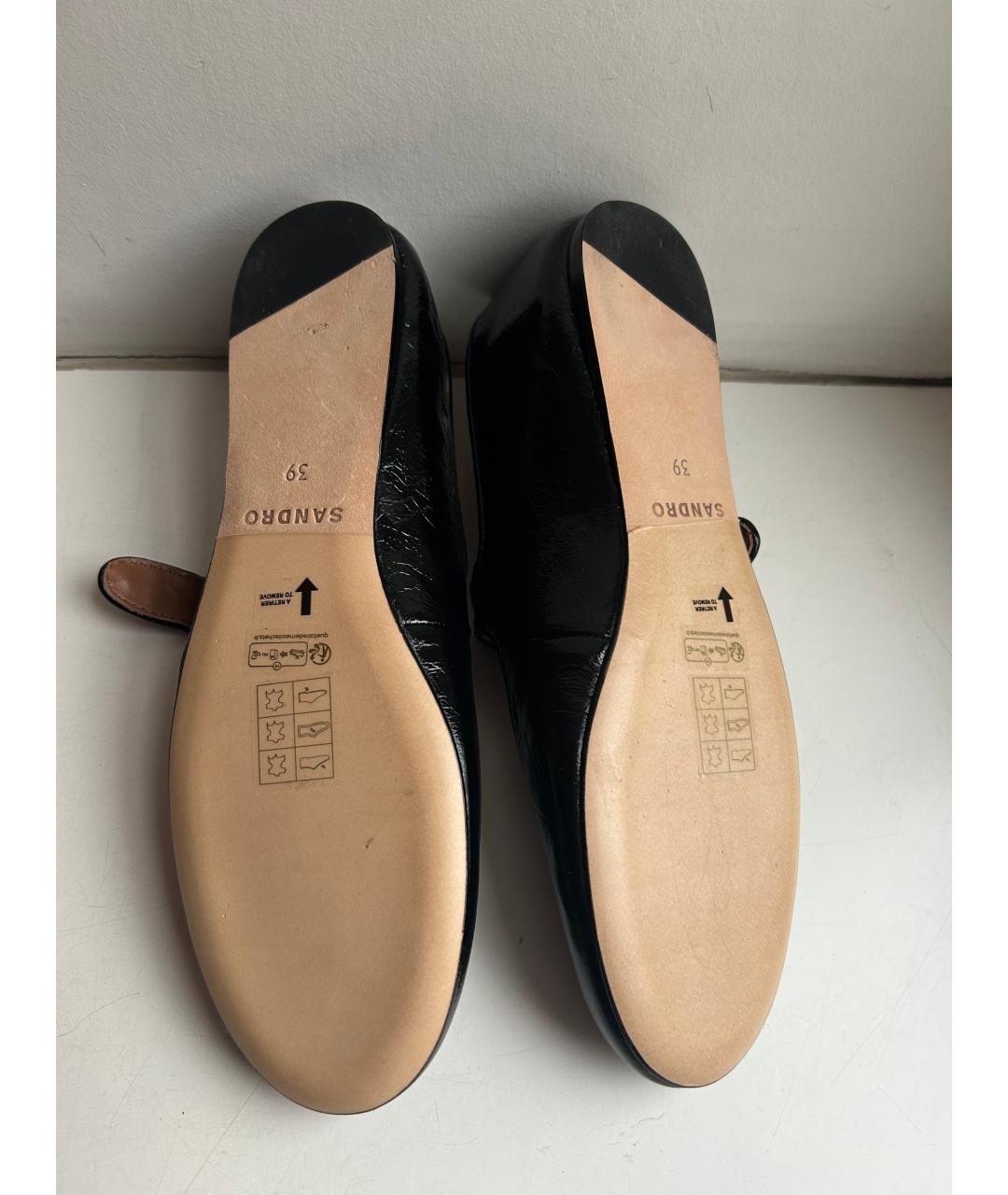 SANDRO Черные балетки из лакированной кожи, фото 5