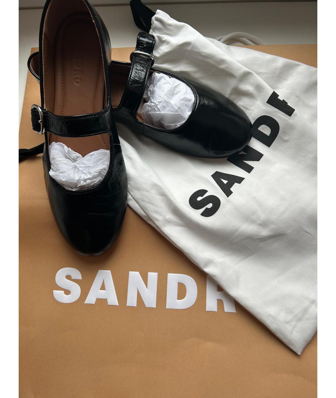 SANDRO Черные балетки из лакированной кожи, фото 6