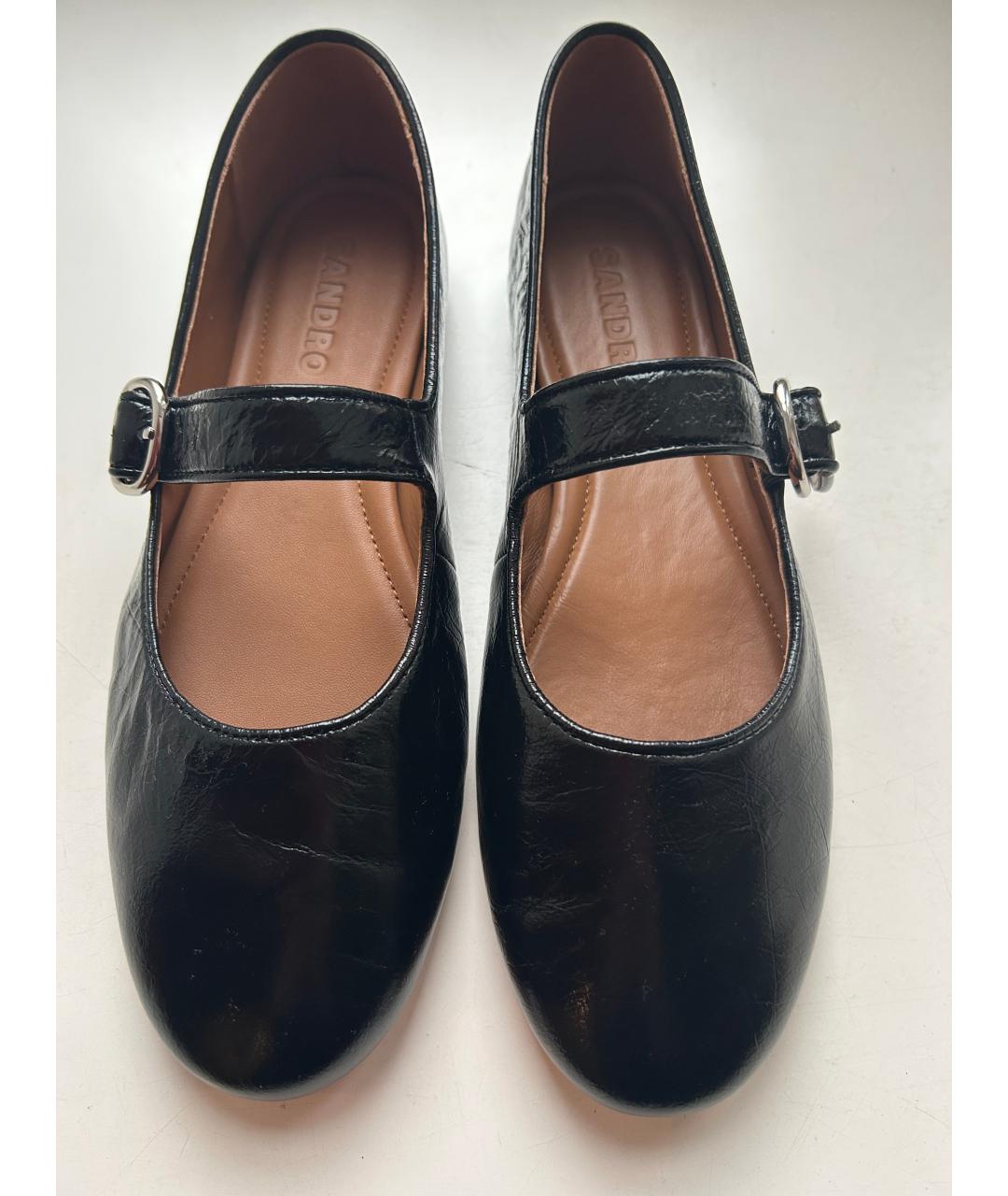 SANDRO Черные балетки из лакированной кожи, фото 3