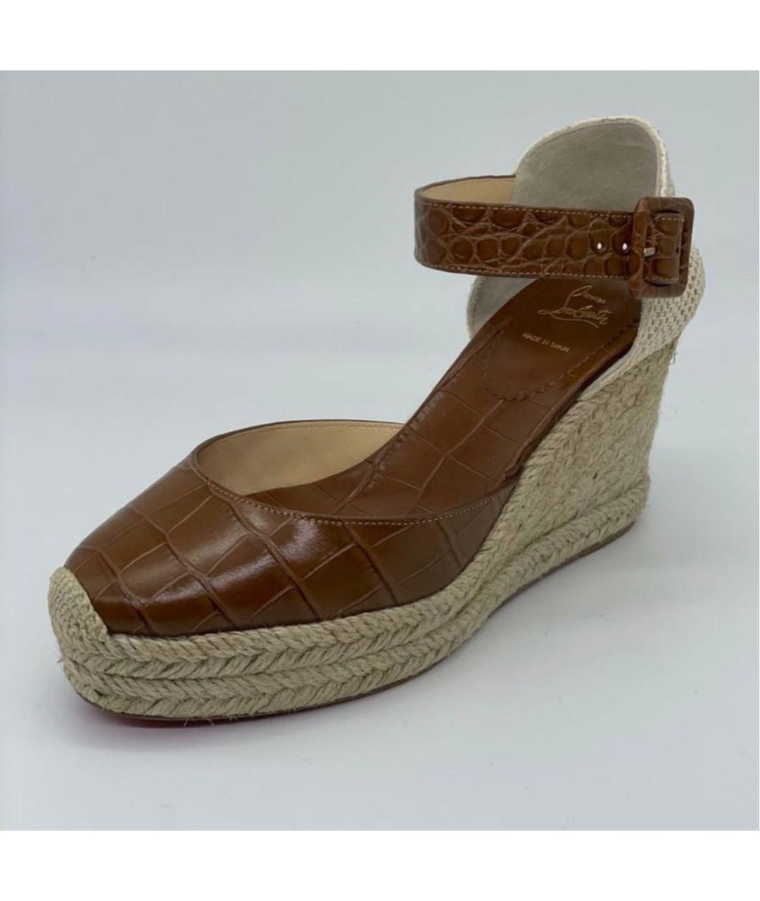 CHRISTIAN LOUBOUTIN Коричневые кожаные эспадрильи, фото 6