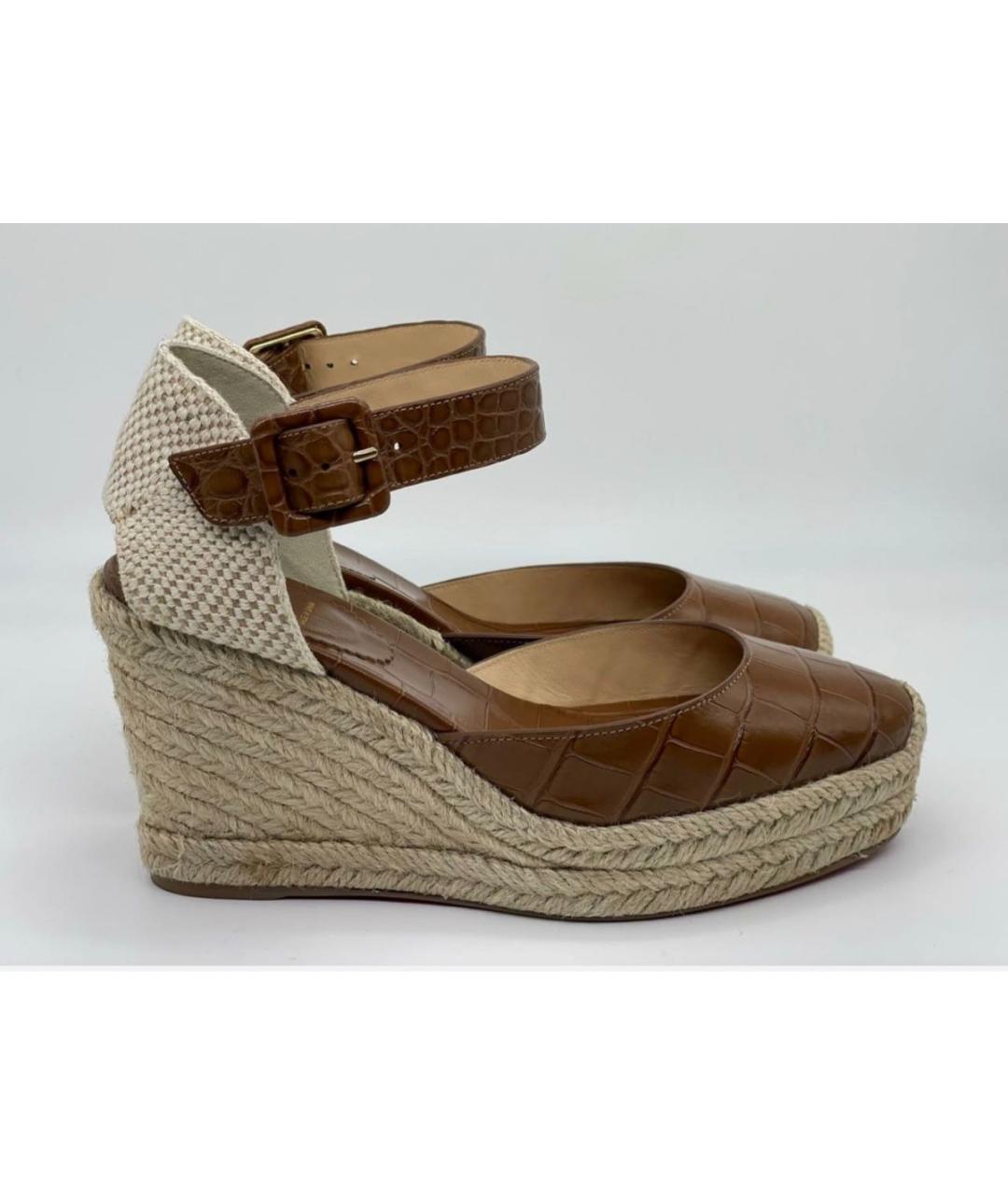 CHRISTIAN LOUBOUTIN Коричневые кожаные эспадрильи, фото 5