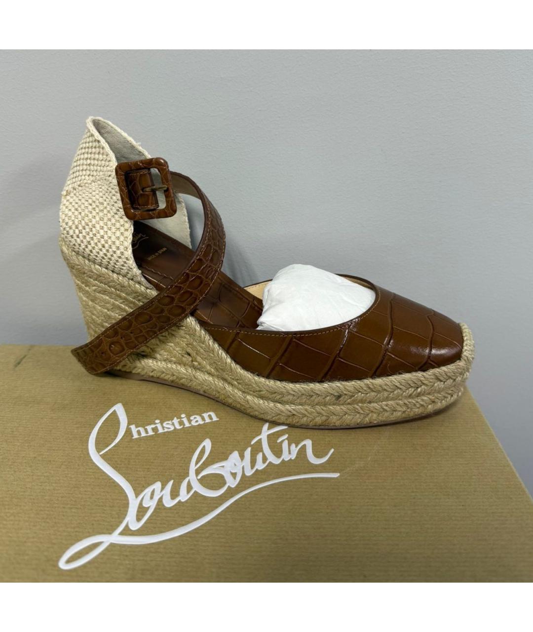 CHRISTIAN LOUBOUTIN Коричневые кожаные эспадрильи, фото 7