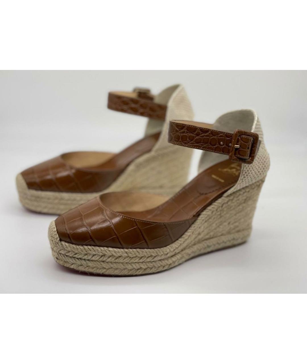 CHRISTIAN LOUBOUTIN Коричневые кожаные эспадрильи, фото 2