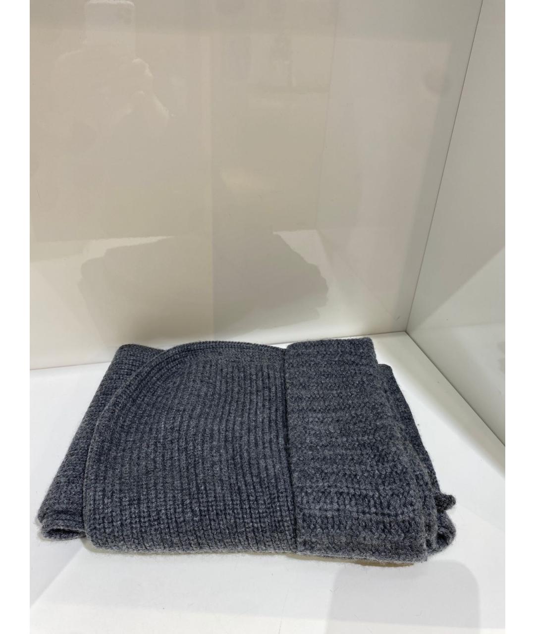 YVES SALOMON Серый шерстяной капюшон, фото 2