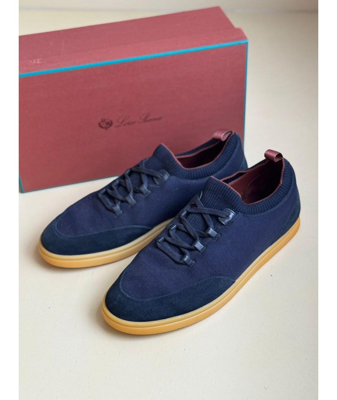 LORO PIANA Синие замшевые низкие кроссовки / кеды, фото 9