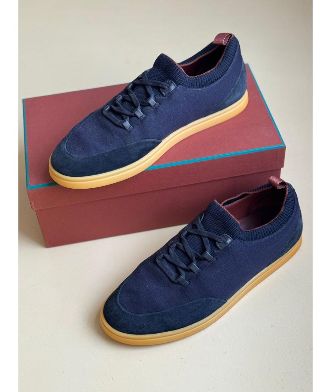 LORO PIANA Синие замшевые низкие кроссовки / кеды, фото 3
