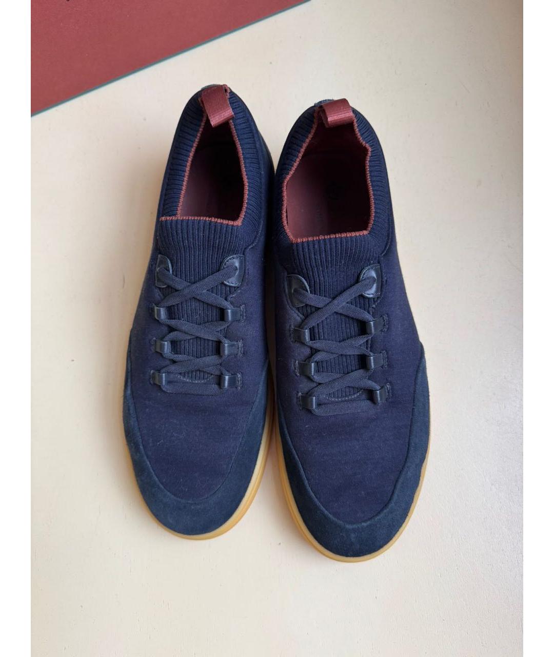 LORO PIANA Синие замшевые низкие кроссовки / кеды, фото 6