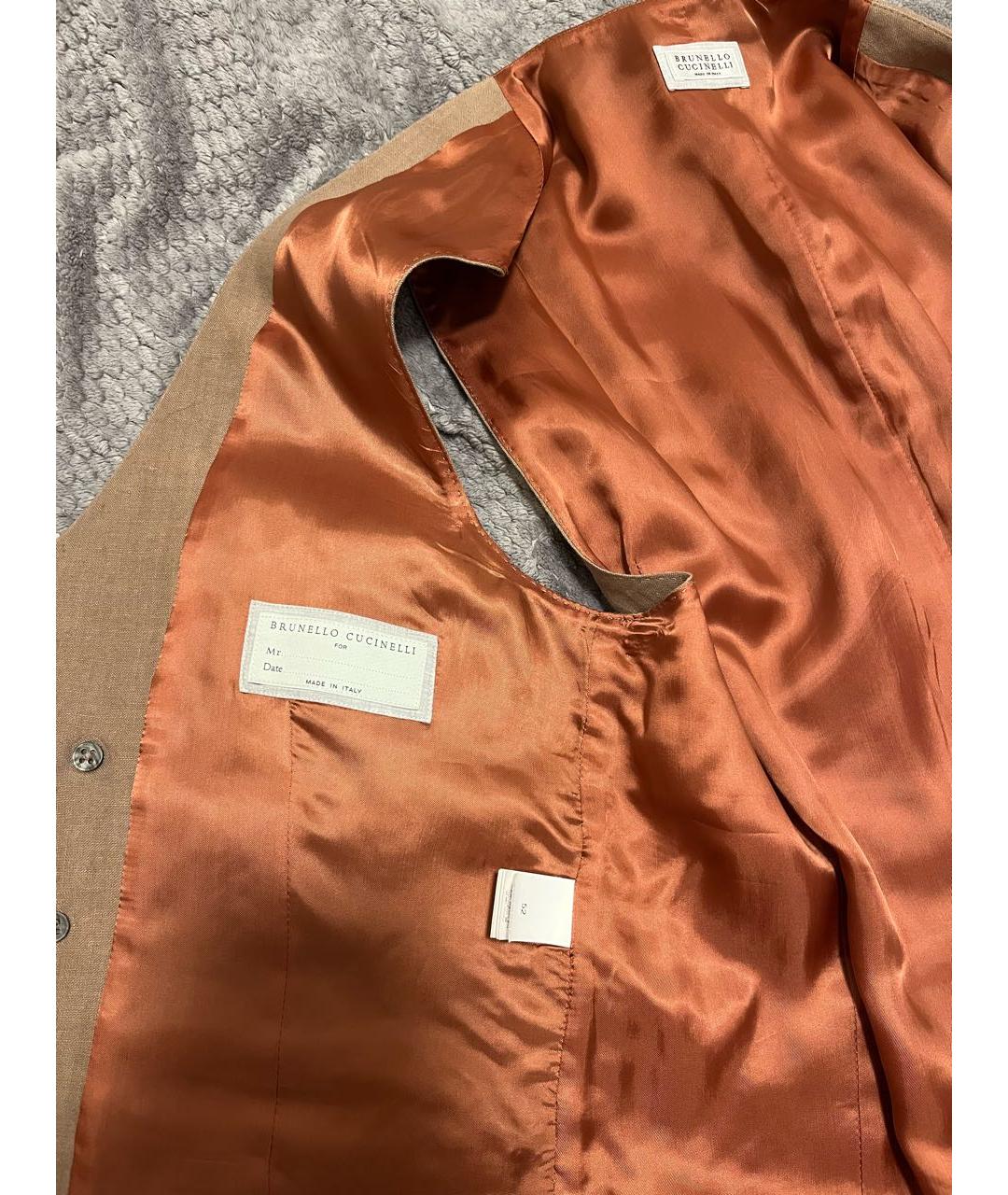 BRUNELLO CUCINELLI Бежевый льняной жилет, фото 3