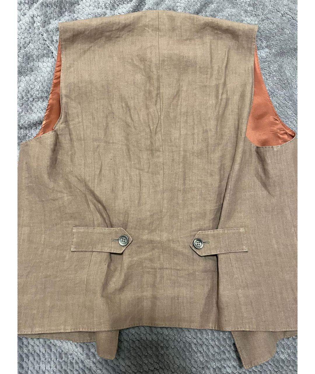 BRUNELLO CUCINELLI Бежевый льняной жилет, фото 4