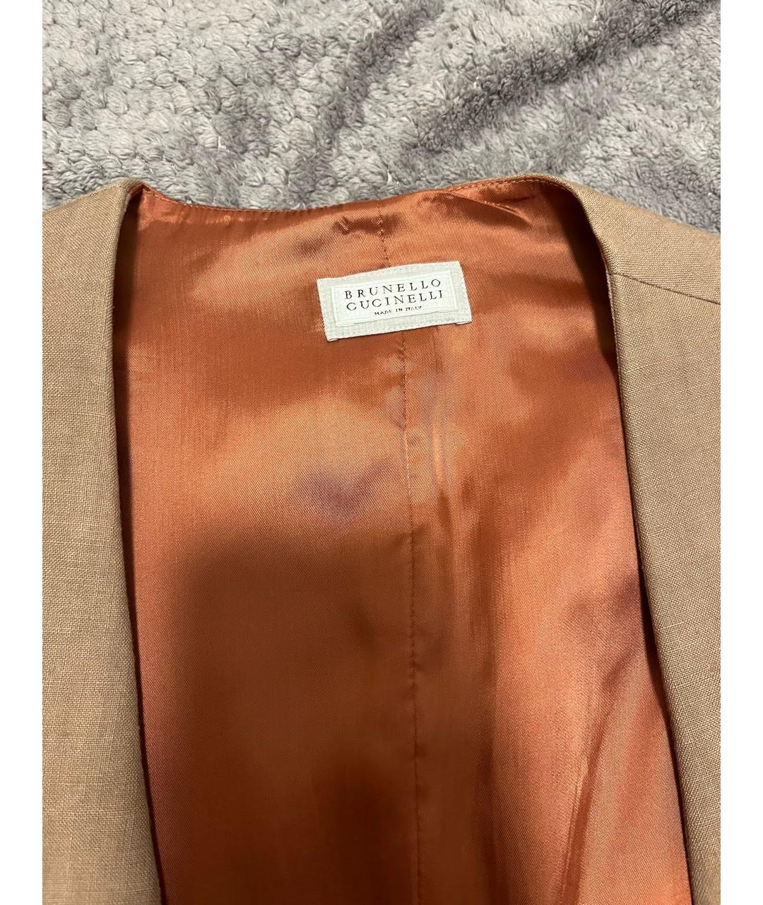 BRUNELLO CUCINELLI Бежевый льняной жилет, фото 2