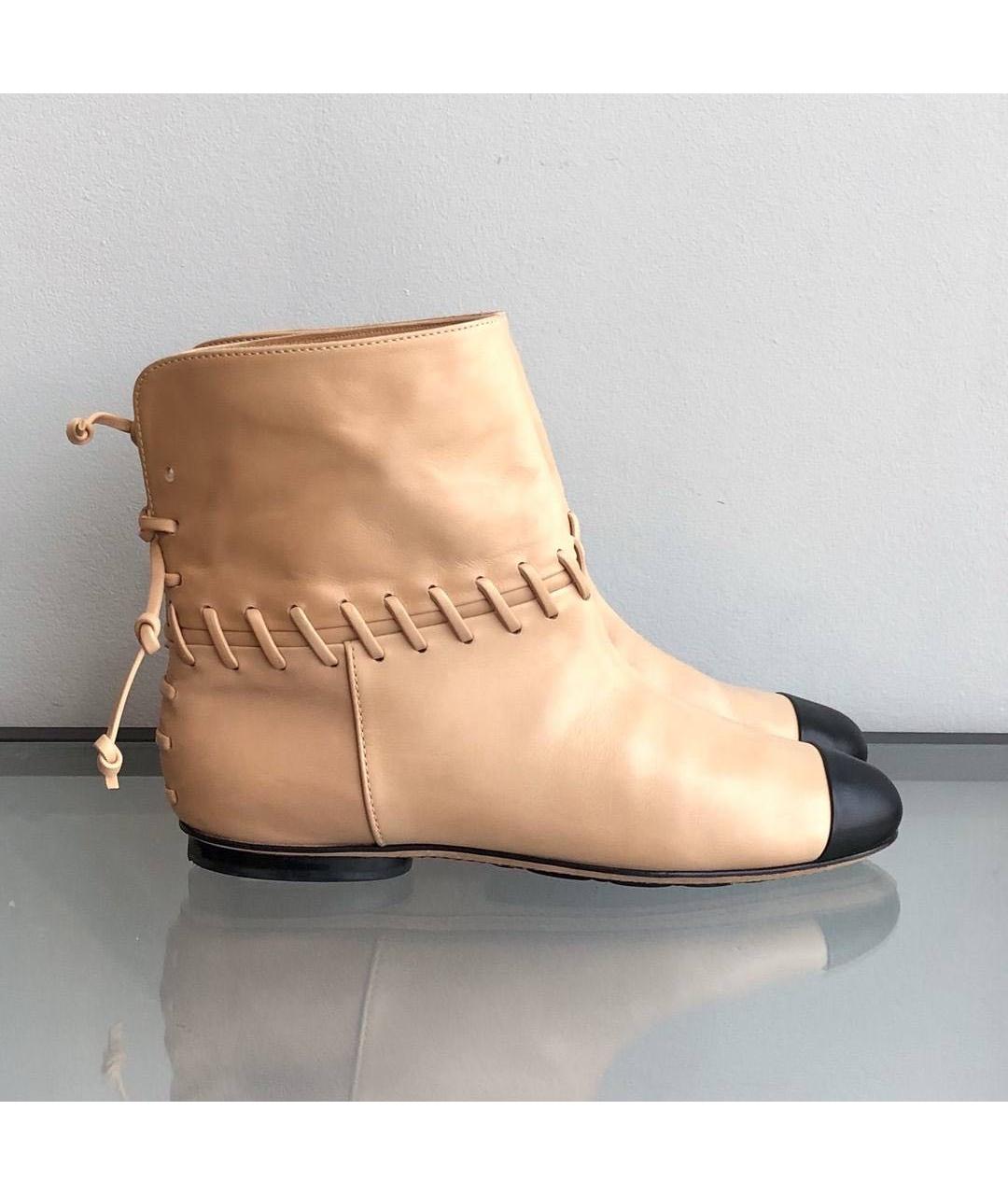 CHANEL Бежевые кожаные ботинки, фото 7