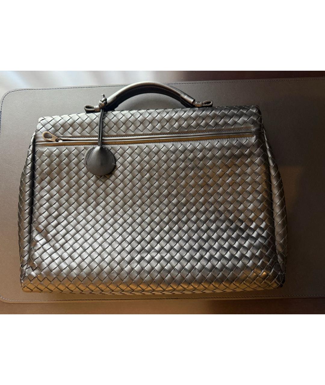 BOTTEGA VENETA Черный кожаный портфель, фото 2