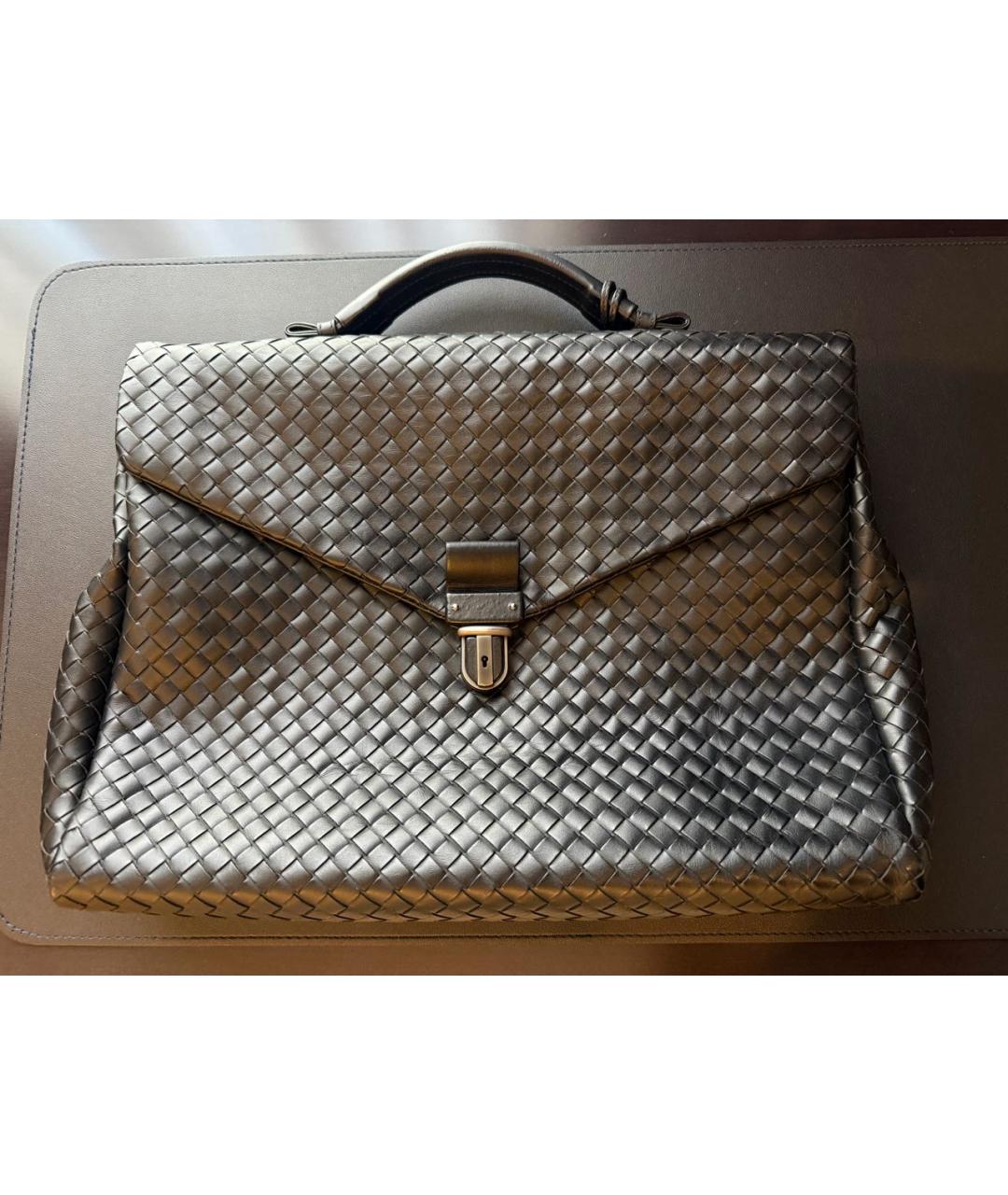 BOTTEGA VENETA Черный кожаный портфель, фото 7