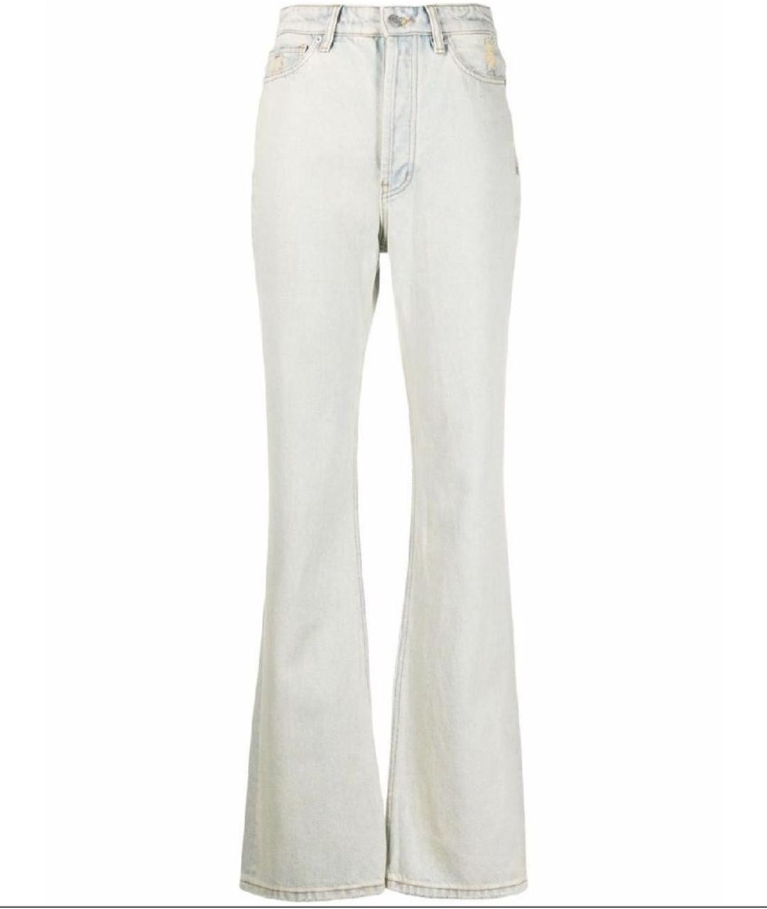 12 STOREEZ Голубые хлопковые джинсы клеш, фото 1