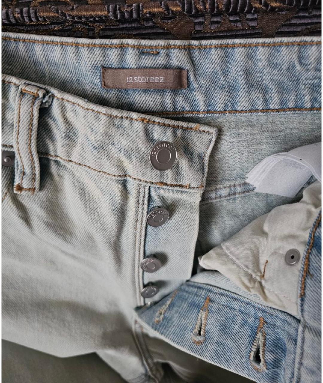 12 STOREEZ Голубые хлопковые джинсы клеш, фото 6