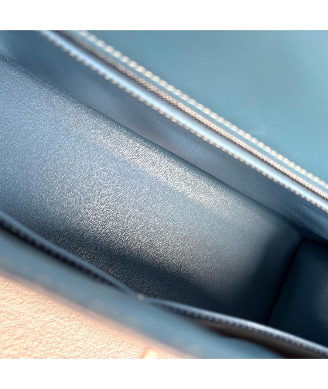 HERMES Голубая кожаная сумка с короткими ручками, фото 8